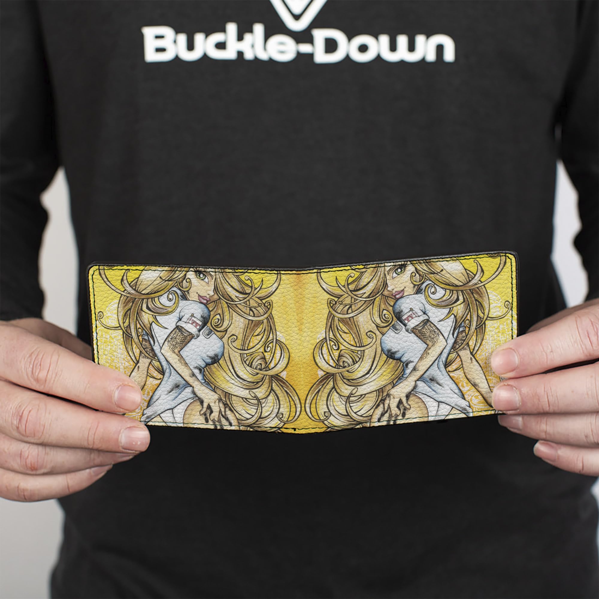 Buckle-Down Unisex Vegan Leather Bifold Wallet - Tony Her Dirty Donut Design, 4.0