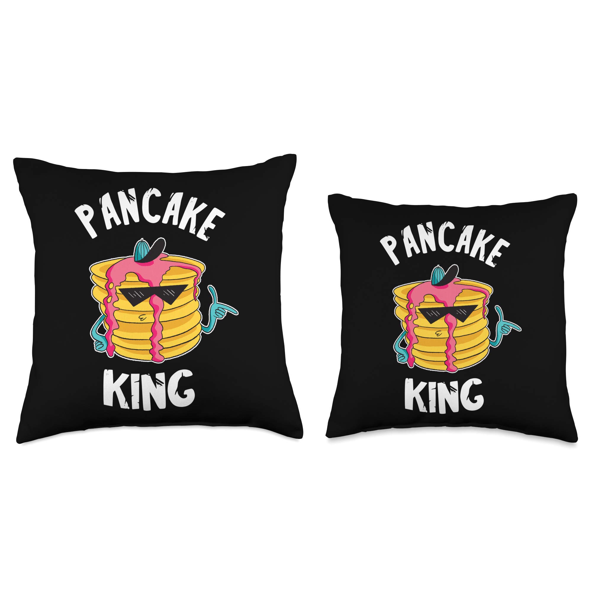 Pancake King Cool Breakfast Lover Brunch Waffles Foodie Throw Pillow - Soft Decorative Cushion for Kitchen, Dining Room & Coffee Shop Decor