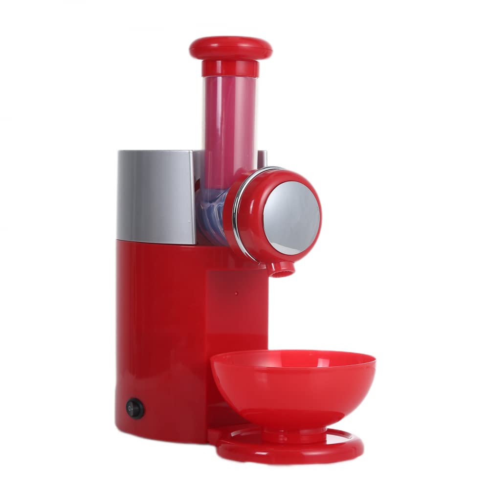 LPY Automatic Frozen Fruit Ice Cream Maker - Homemade Mini Dessert Machine with Blender, Natural Healthy Ice Cream Maker for Kids, Family - Perfect for Making Fruit Ice Cream Cones at Home (Red)