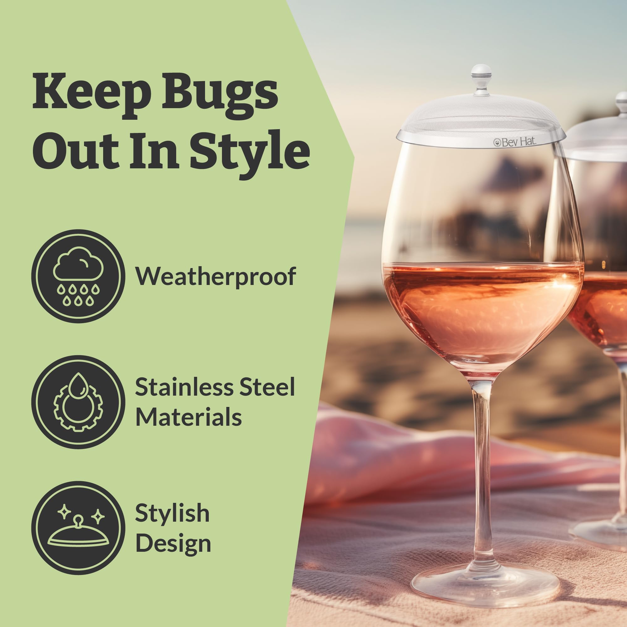 Stainless Steel Wine Glass Covers (10 Pack) - Bug Proof Drink Lids for Coffee, Tea, Water & Wine - Outdoor Party & Picnic Drink Protectors - Perfect for Camping, Beach & Backyard Gatherings