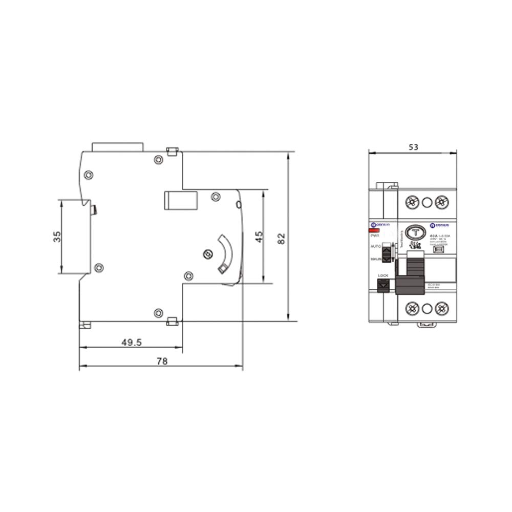 OMNIUM ELECTRIC - Auto-Resetting Differential Circuit Breaker 6kA, 2P - 40A, 30mA Class A Super-Immunized - Ideal for Home & Industrial Electrical Protection