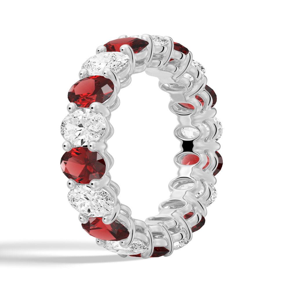 6.6 CT Lab-Created White Sapphire & Garnet Gemstone Ring for Women - Elegant Wedding, Engagement, Anniversary Jewelry Gift