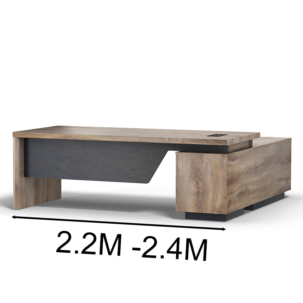 BALDER Executive Desk with Left Return 2.2-2.4M Warm Oak & Black - Premium Office Furniture for Home & Business Workspaces