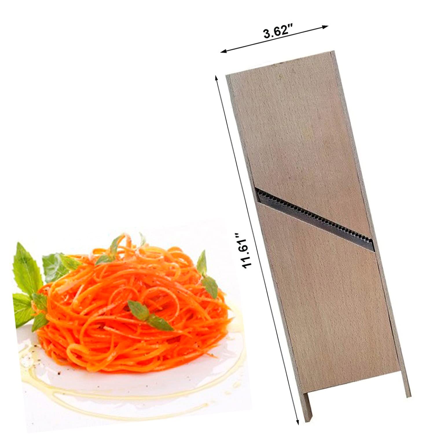 Premium Stainless Steel Korean Carrot Grater - Wooden Handle for Easy Grip - 3.6 x 11.6 Inch - Perfect for Russian Salad, Korean Carrot Salad & Vegetable Shredding - Durable Kitchen Tool by SHSH Trade Group - Ideal for Home Cooking & Meal Prep