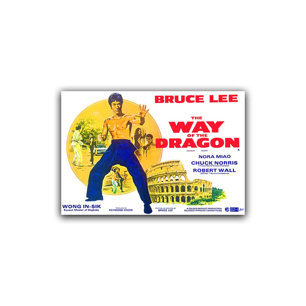 The Way of The Dragon 1972 Bruce Lee Classic Martial Arts Movie Poster - Vintage Home Theater Decor, Man Cave Wall Art, Kung Fu Film Memorabilia