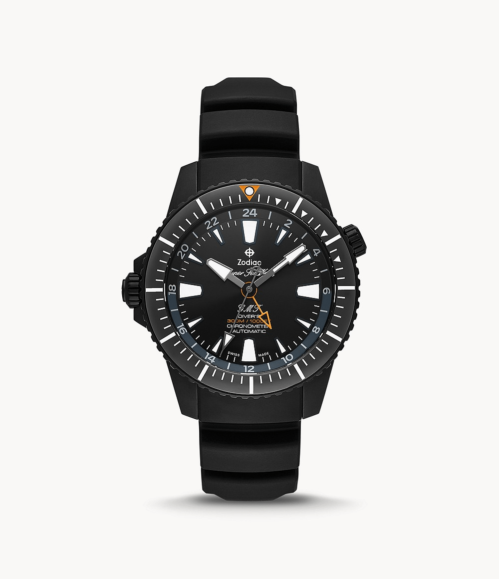 Zodiac Sea Wolf Pro Diver GMT 42mm Men's Luxury Watch ZO3557 - Automatic Swiss Movement, 200M Water Resistant - Perfect for Diving, Travel & Business Occasions