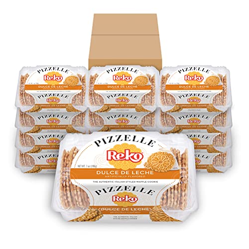 Authentic Italian Style Reko Pizzelle Waffle Cookies - Dulce de Leche Flavor, 7oz (12 Pack) | Perfect for Holiday Gifts, Coffee Pairing & Dessert Platters