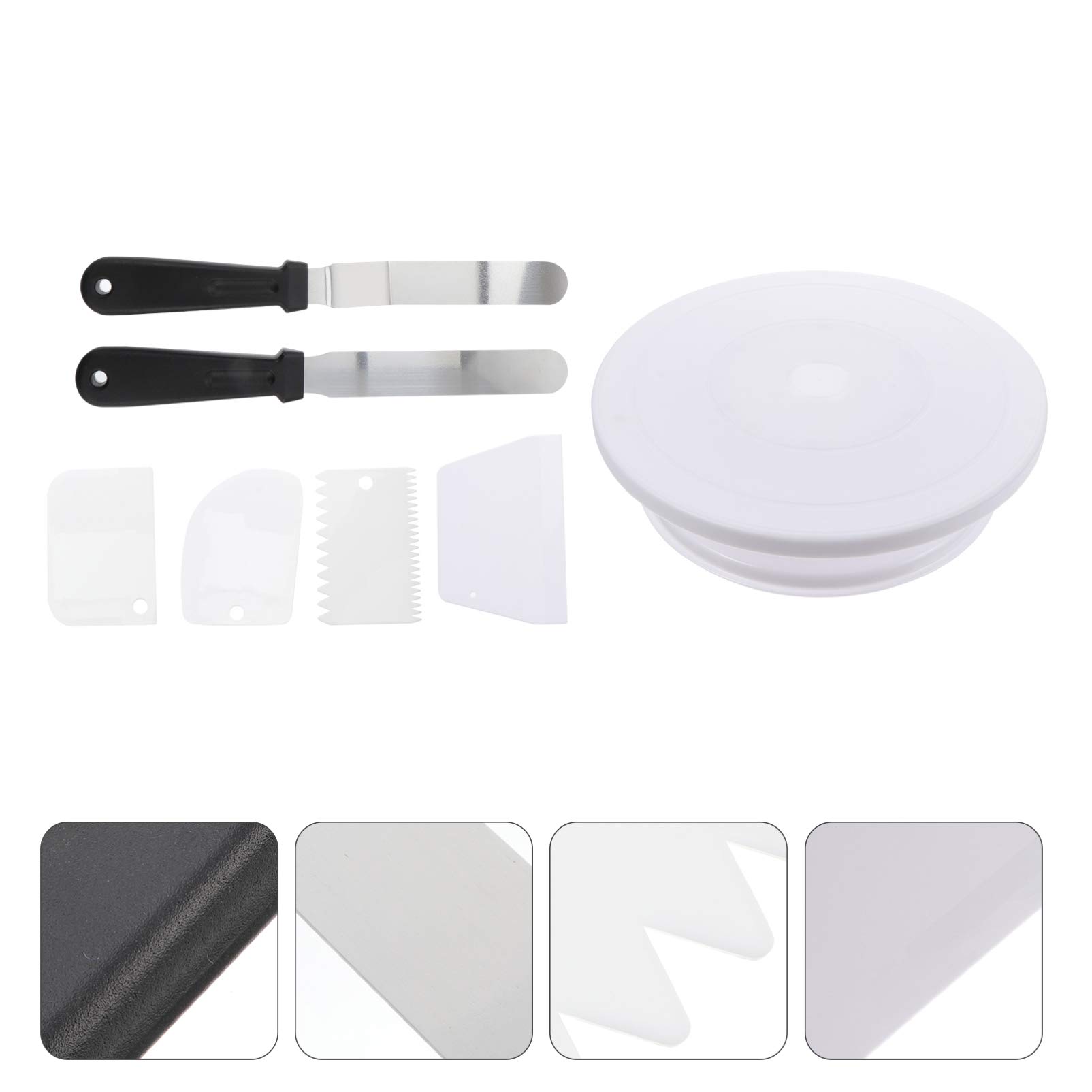 Hemoton 7-Piece Cake Decorating Turntable Set - Stainless Steel Icing Spatula, Buttercream Tools, Revolving Cake Stand for Professional Baking & Cake Decorating - Perfect for Birthday Cakes, Wedding Cakes & DIY Dessert Making