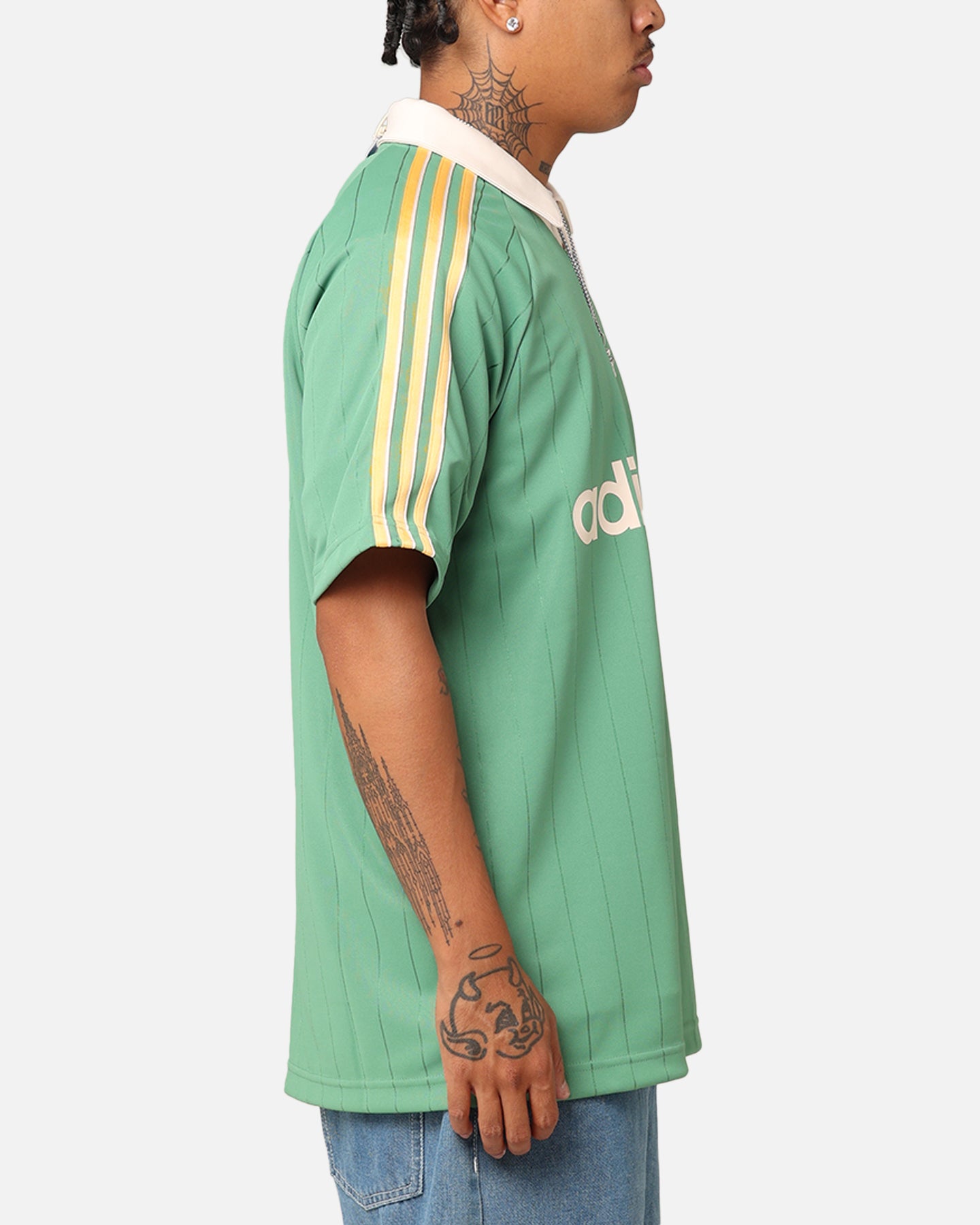 Adidas Pinstripe Jersey - Vintage Green Soccer Shirt for Men | Authentic Preloved Football Jersey for Training & Match Days
