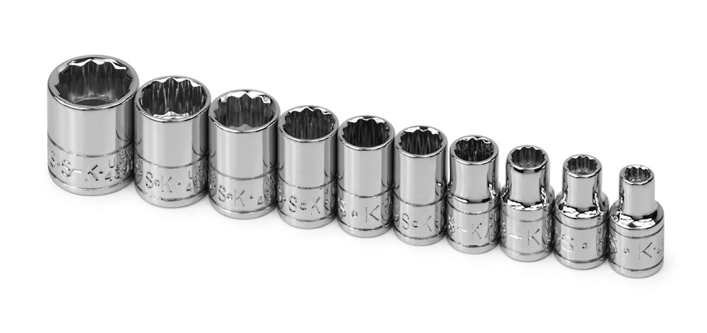 10-Piece 1/4-Inch Drive 12-Point Standard Fractional Chrome Socket Set - Perfect for Automotive Repairs, DIY Projects & Mechanical Work