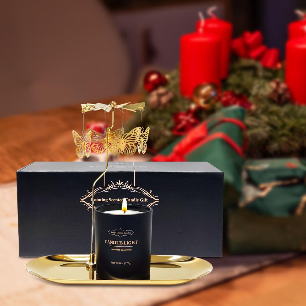 Kelly's Custom Candles - 6oz Rotating Butterfly Scented Candle | Unique Birthday Gifts for Women, Mom, Wife & Colleagues | Perfect for Anniversaries, Christmas, Thanksgiving & Special Occasions | Home Decor & Relaxation Gift Idea