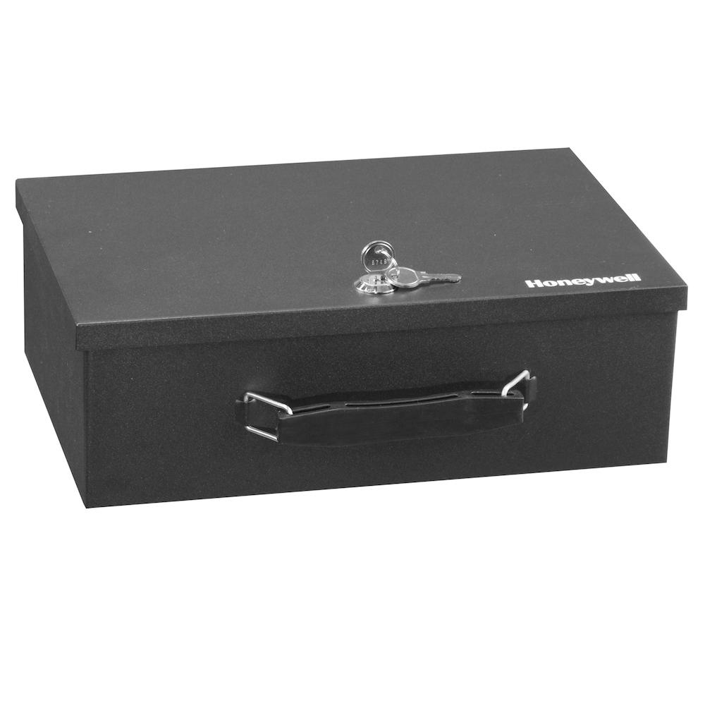 Honeywell 6104 Fireproof Security Box with Key Lock & Handle - Secure Cash, Jewelry & Documents for Home, Office & Travel Safety