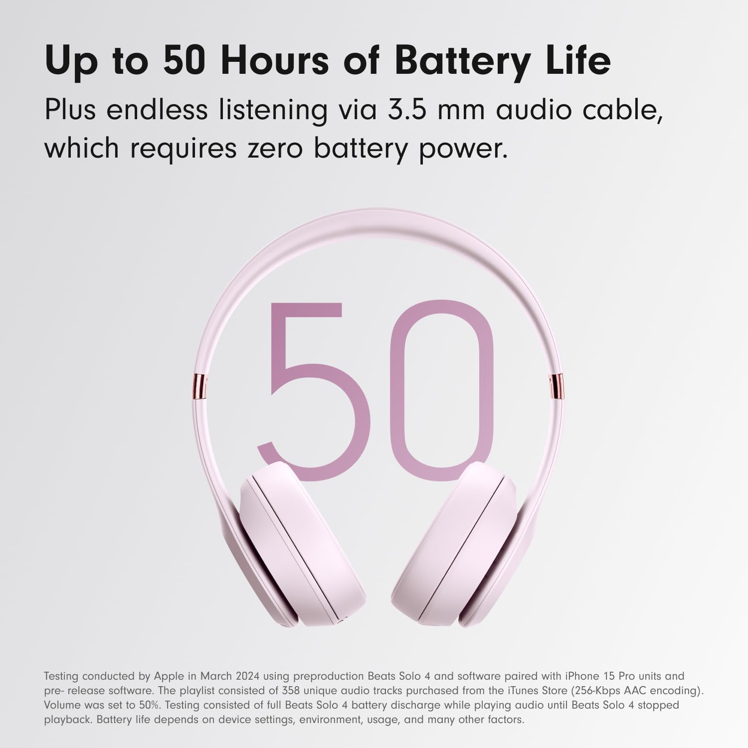Beats Solo 4 Wireless Bluetooth On-Ear Headphones - 50H Battery Life, Apple & Android Compatible, Lightweight Comfort (Cloud Pink) - Perfect for Travel, Workouts & Music Lovers