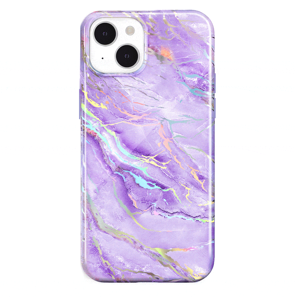 Purple Holographic Moonstone iPhone Case - Durable & Stylish Phone Cover for iPhone 13/14/15 Pro Max - Perfect for Everyday Use, Travel & Gift Giving