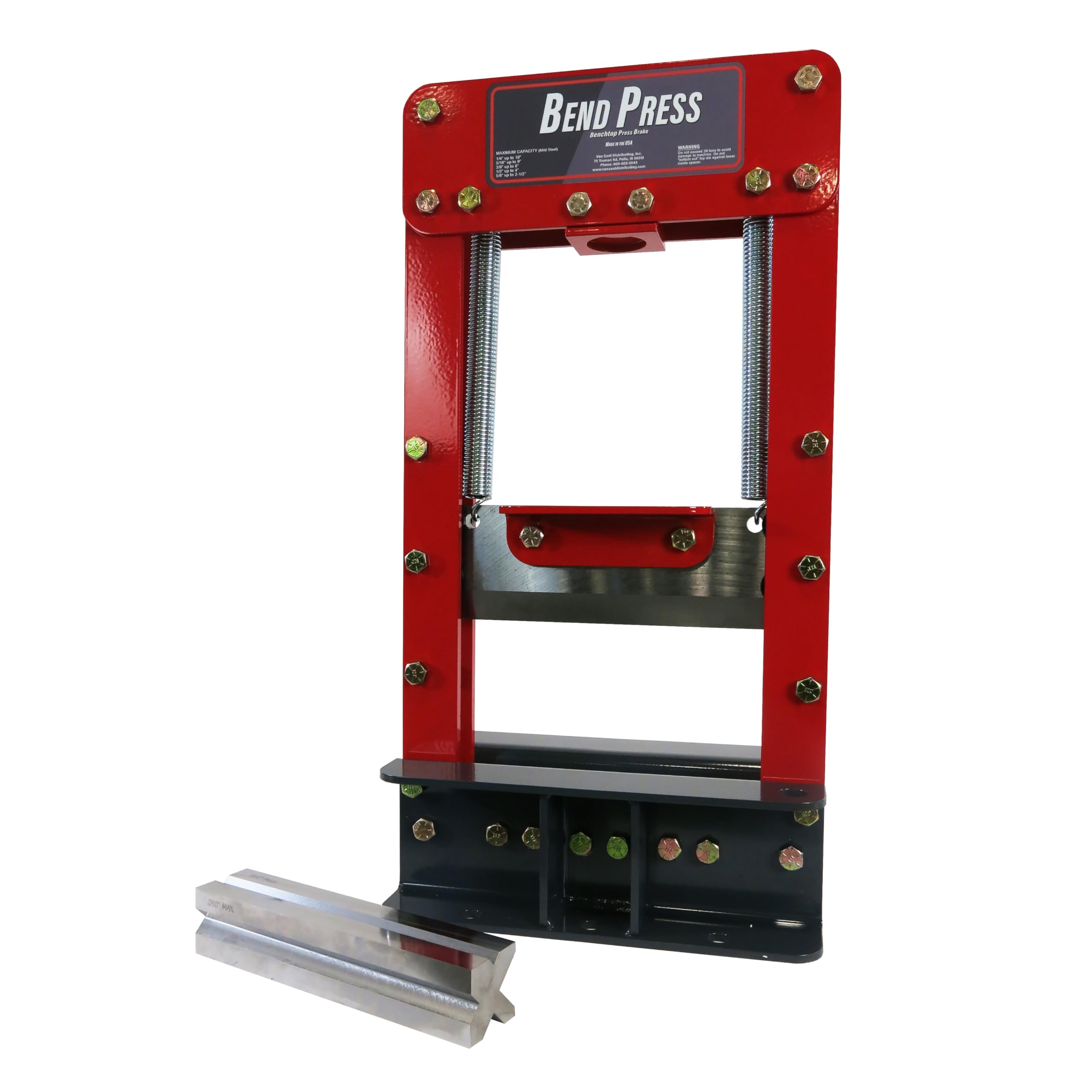 20 Ton Bend Press Benchtop Press Brake Deluxe Kit with 4-Way V-Die | Heavy Duty Metal Bending Tool | Made in USA | Perfect for Metal Fabrication, DIY Projects & Workshop Use