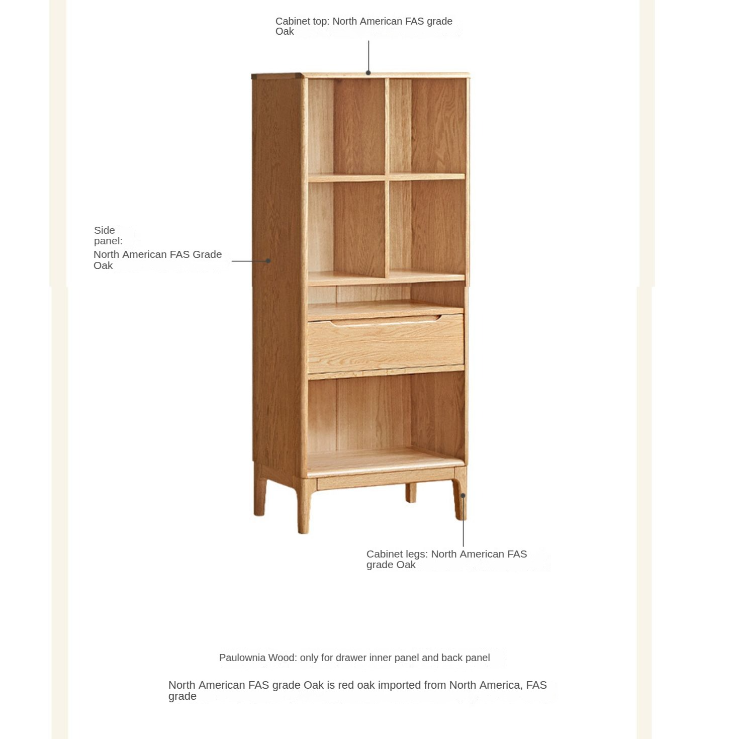 Japanese Style Oak Solid Wood Bookcase - Modern Minimalist Bookshelf for Home, Office & Library - Perfect for Organizing Books, Decor & Storage