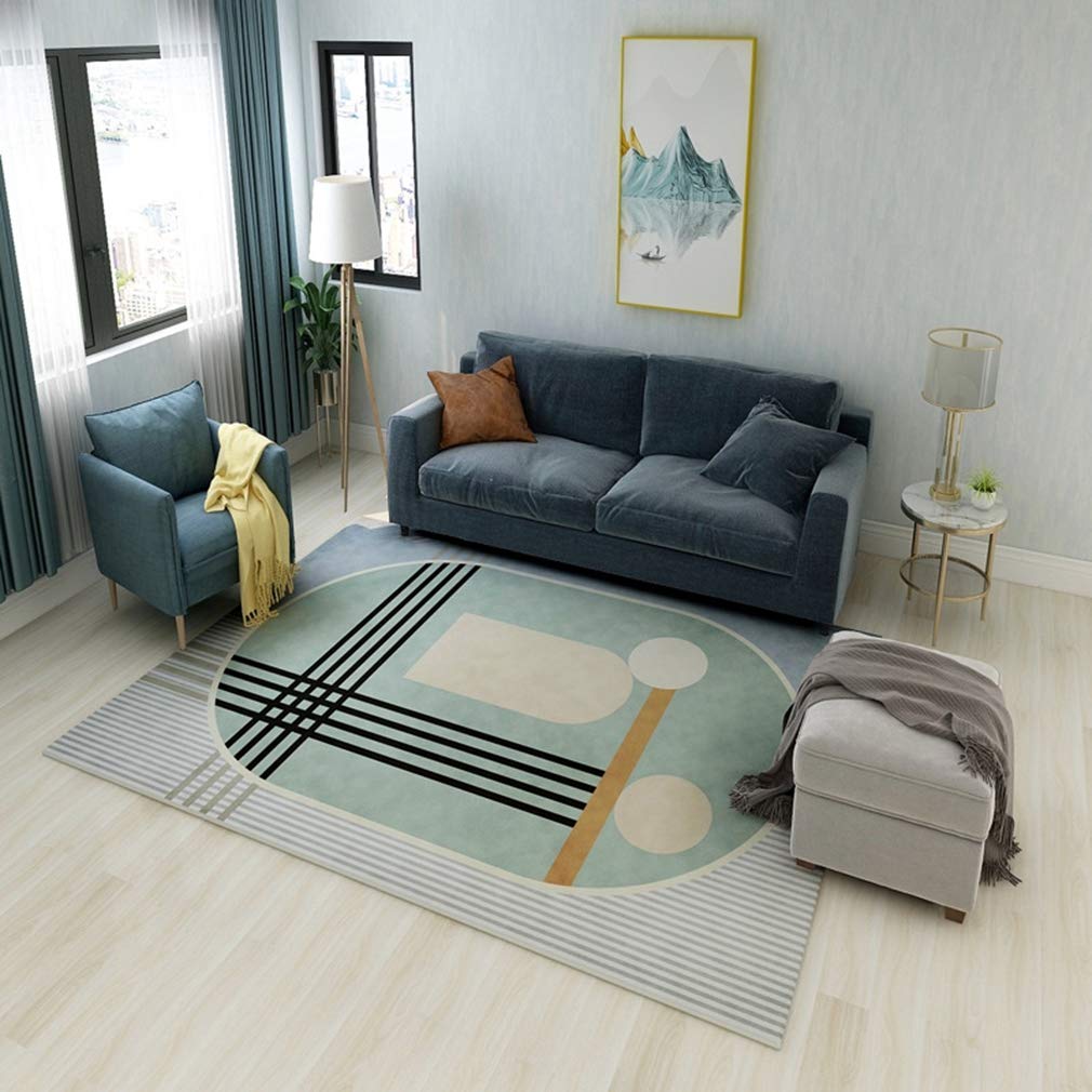 Soft Abstract Art Area Rug - 4'x6.5' Fleece Non-Slip Rectangular Carpet for Living Room, Bedroom & Nursery - Modern Nordic Home Decor Indoor/Outdoor Rug for Kids Crawling & Play Areas