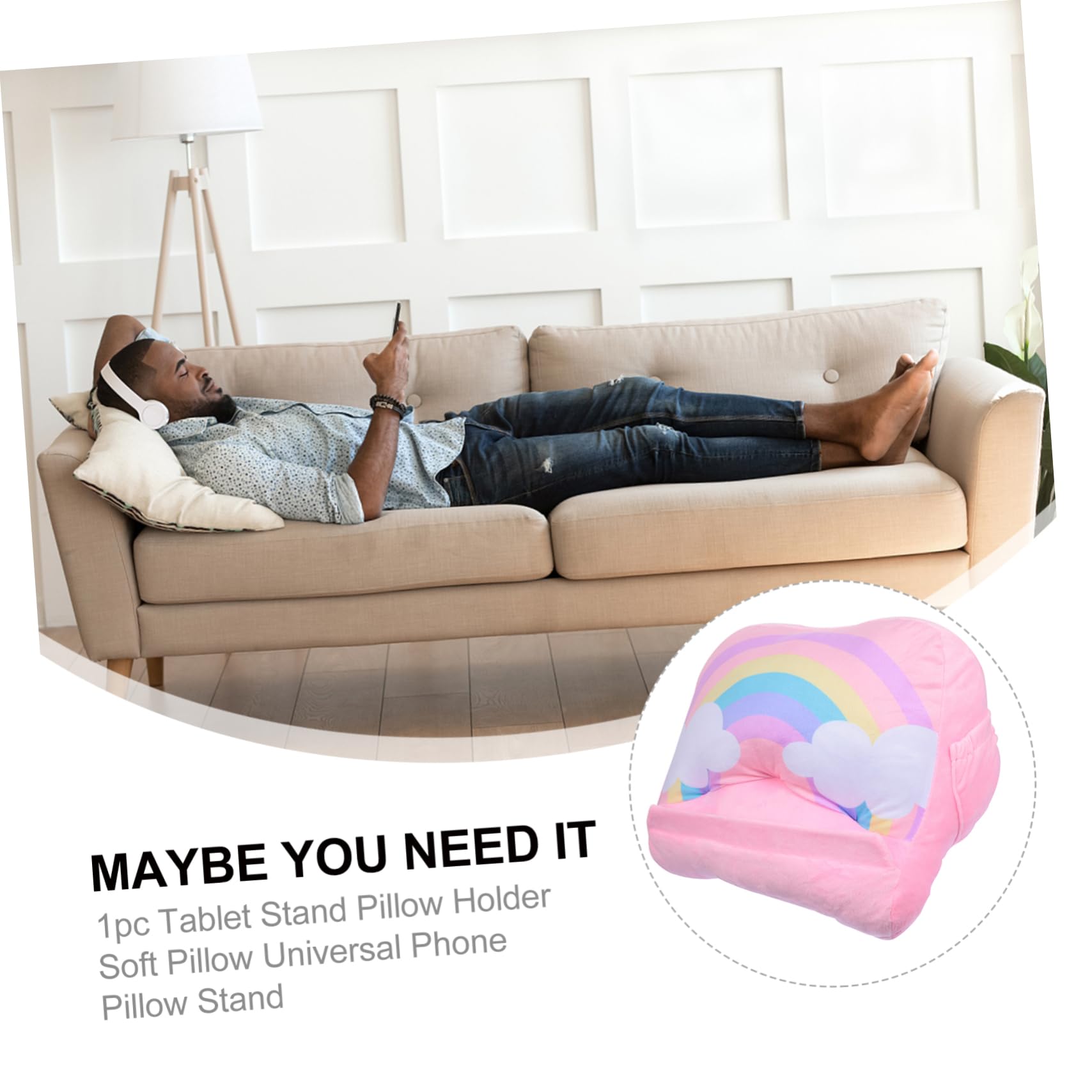 Mikikit Bed Wedge Pillow with Tablet & Phone Holder - Adjustable Stand for Reading, Watching, or Working in Bed, Office, or Sofa - Perfect for Hands-Free Entertainment & Work Comfort