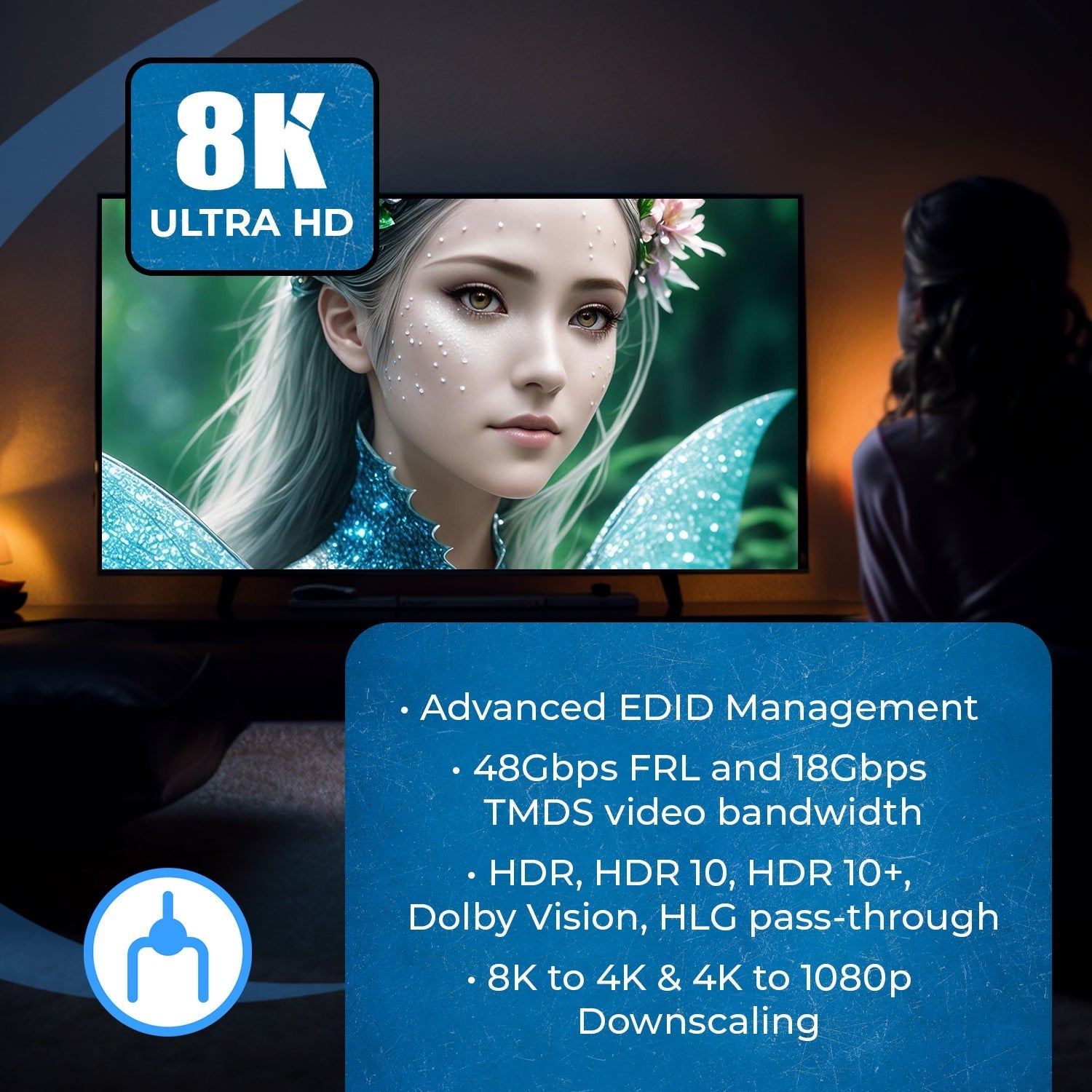 1x4 HDMI Splitter with Audio Output - 1 Input 4 Output UltraHD 8K EDID (BK 104) for Home Theater, Gaming, and Multi-Screen Presentations