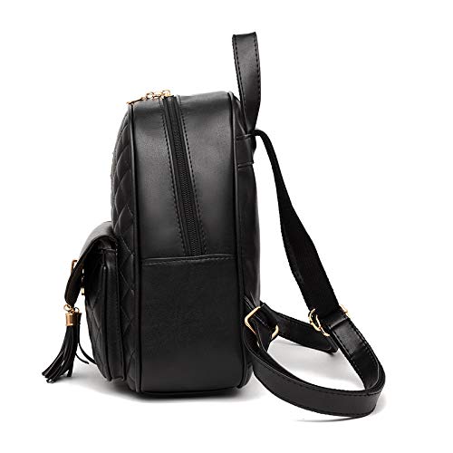 Cute Mini Leather Backpack Purse for Women - 2-PCS Fashion Backpack with Bowknot (White) for School & Travel