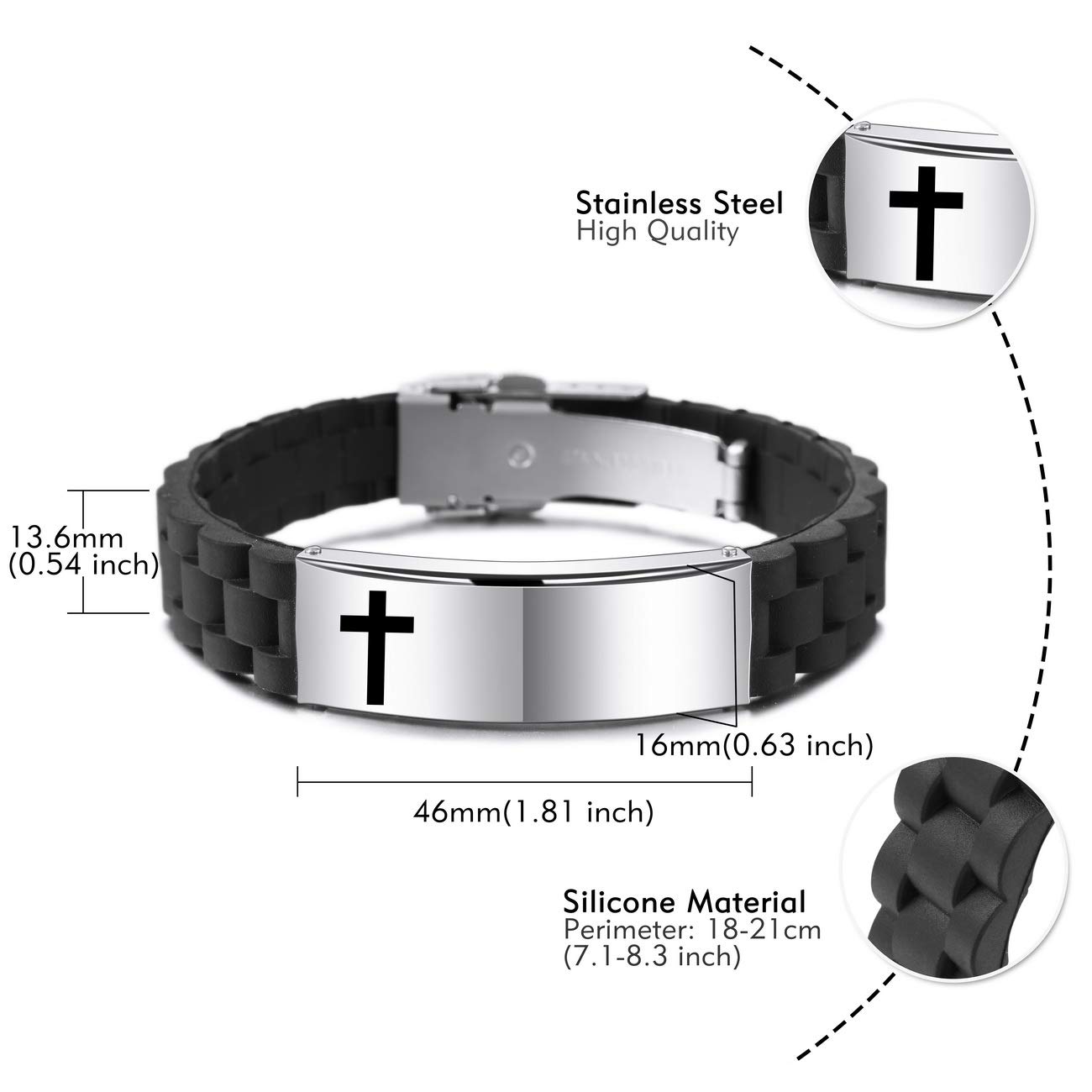 Inspirational Christian Bible Verse Silicone Cross Bracelet - Adjustable Rubber Wristband with Stainless Steel Charm for Men & Women - Faith-Based Religious Gift (2 Colors) - Perfect for Church, Bible Study & Daily Encouragement