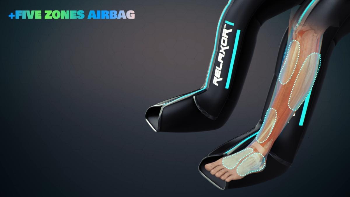 Relaxor Recover E Full Leg Recovery Therapy - Compression Sleeves for Muscle Pain Relief & Circulation - Ideal for Athletes, Runners & Post-Workout Recovery