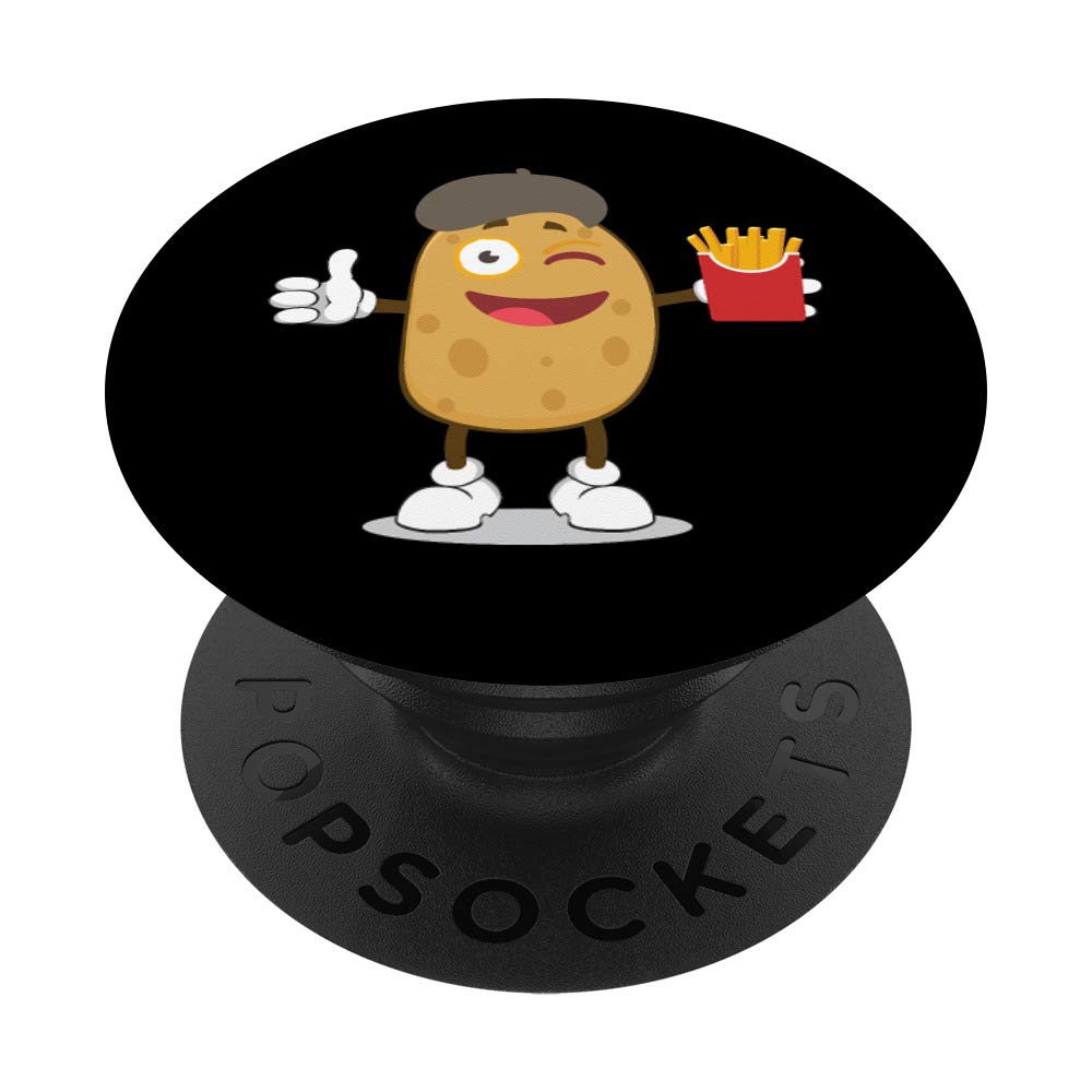 French Potato Holding Fries Pack Junk Food PopSockets PopGrip - Swappable Phone & Tablet Grip for Home, Office, and Travel Use