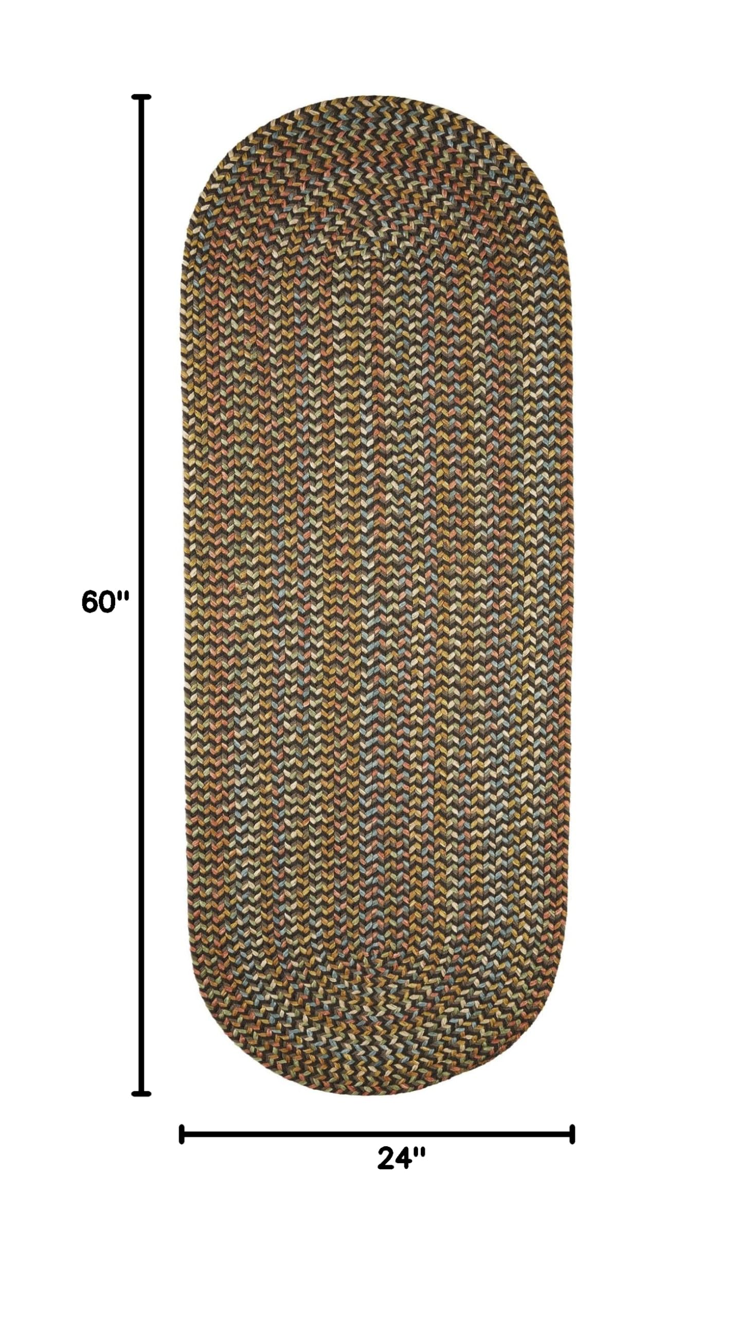 Super Soft Confetti Braided Traditional Area Rug - Brown Velvet 2' x 6' Runner for Hallway, Bedroom & Living Room Decor