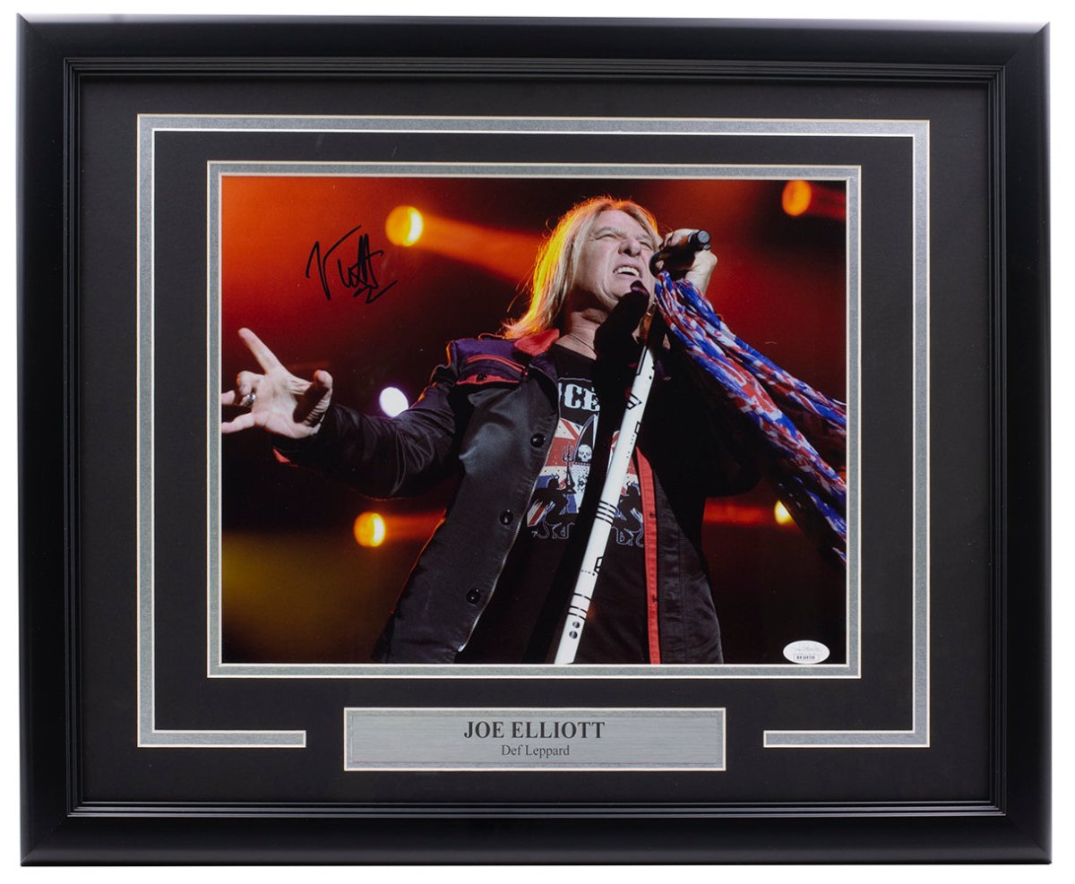 Joe Elliott Autographed Framed 11x14 Def Leppard Band Photo with JSA COA - Perfect for Music Memorabilia Collectors & Rock Fans Display