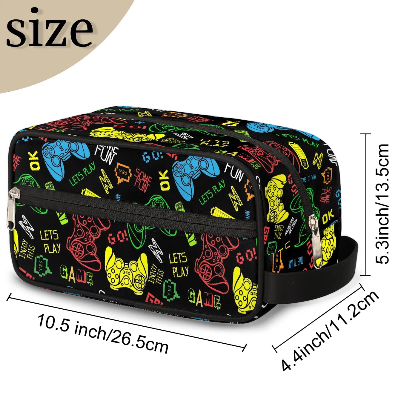 Boys Travel Toiletry Bag - Waterproof Hanging Dopp Kit with Game Controller Design for Kids & Men - Large Capacity Shaving Organizer for Video Game Fans - Perfect for Travel, Sports, Gym & Shower Use