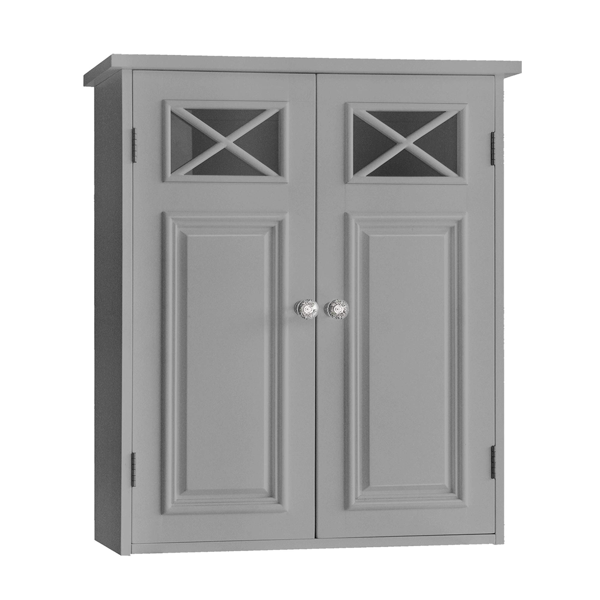 Teamson Dawson Wooden Wall Cabinet - Gray for Living Room Storage