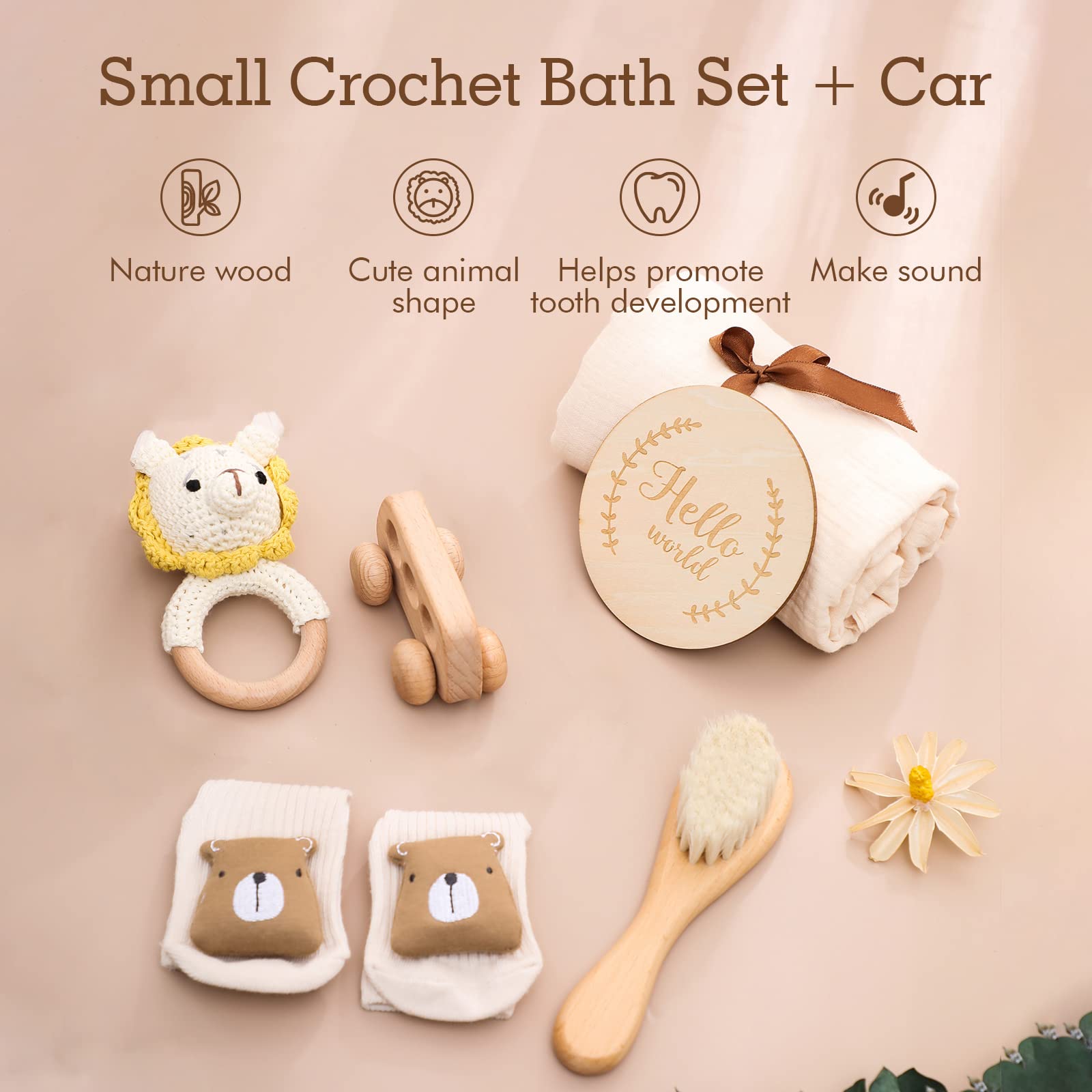 6-Piece Newborn Baby Gift Set for Boys & Girls - Baby Shower Essentials with Blanket, Rattle & Bath Items | Perfect for Newborn Gifts, Baby Showers & First Birthday Presents (Gray Elephant-5)