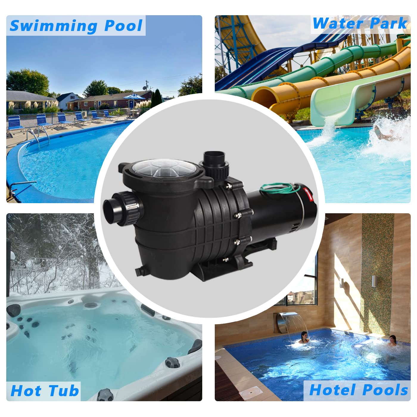 2.0HP 114GPM Swimming Pool Pump - 110V/220V Dual Voltage In-Ground & Above Ground Pool Water Pump with Strainer Basket - Perfect for Backyard, Residential & Commercial Pool Maintenance