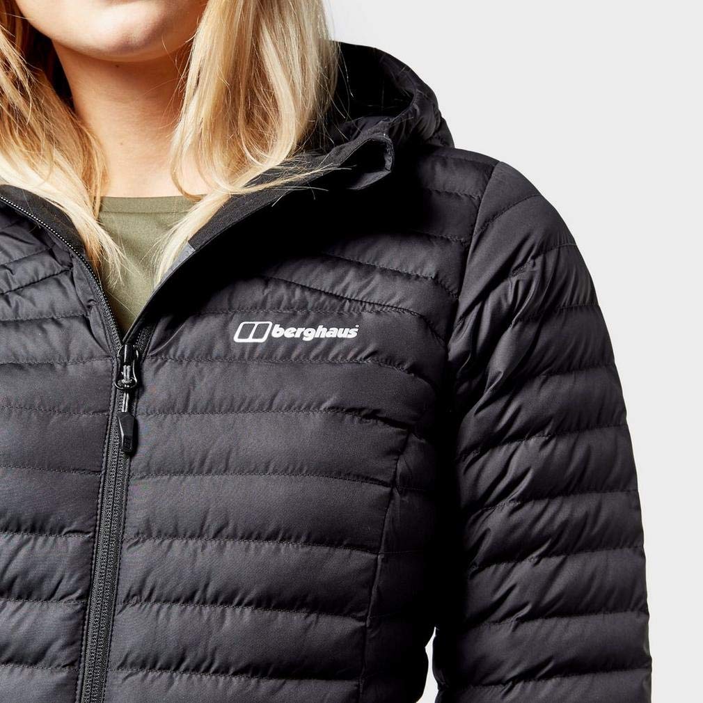 Berghaus Nula Micro Long Women's Padded Hooded Jacket Coat - Waterproof Winter Parka for Hiking & Outdoor Activities (Black, Size 10)