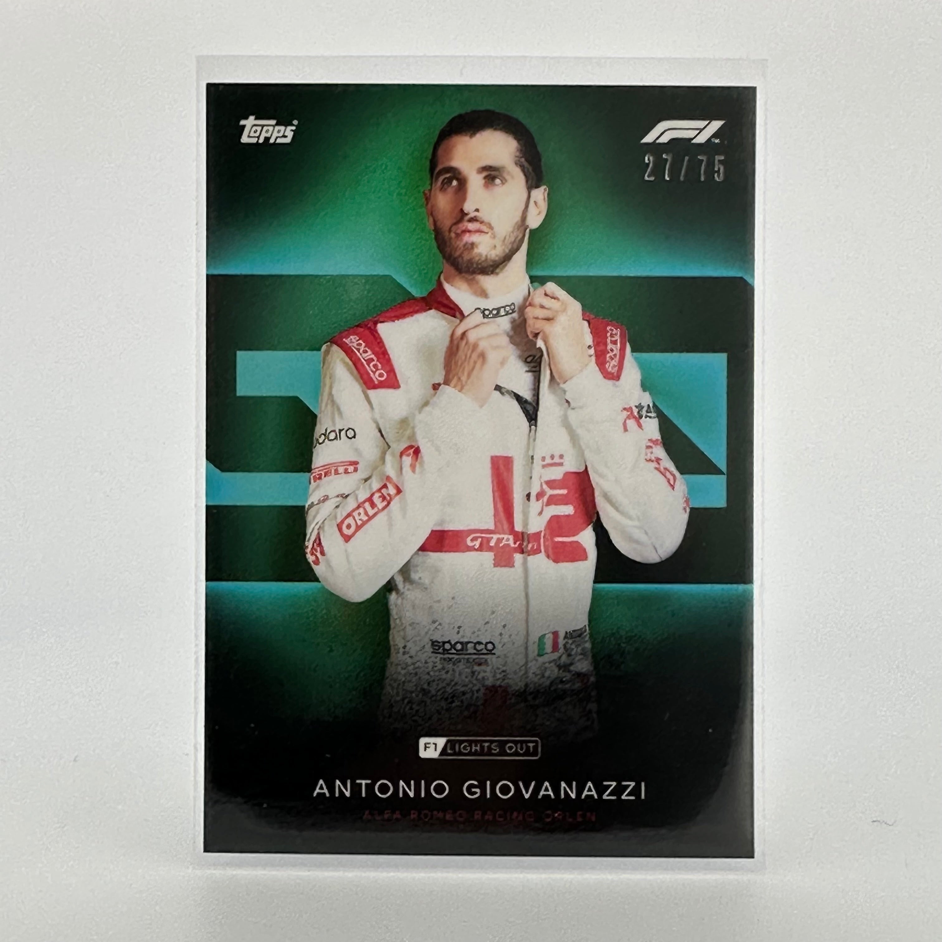 75 Antonio Giovinazzi Green Parallel Racing Driver Card - Collectible for F1 Fans, Sports Memorabilia Enthusiasts & Trading Card Games