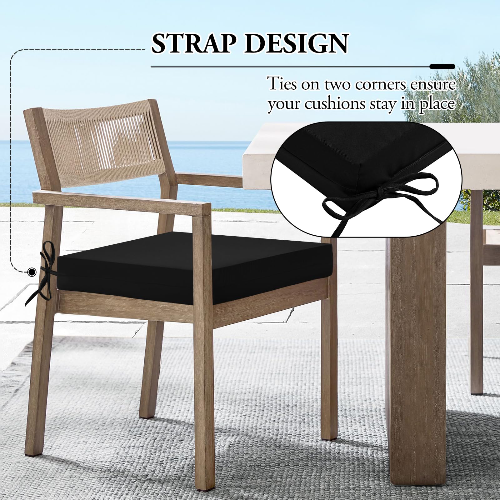 Waterproof Outdoor Chair Cushions Set of 4 - 18.5