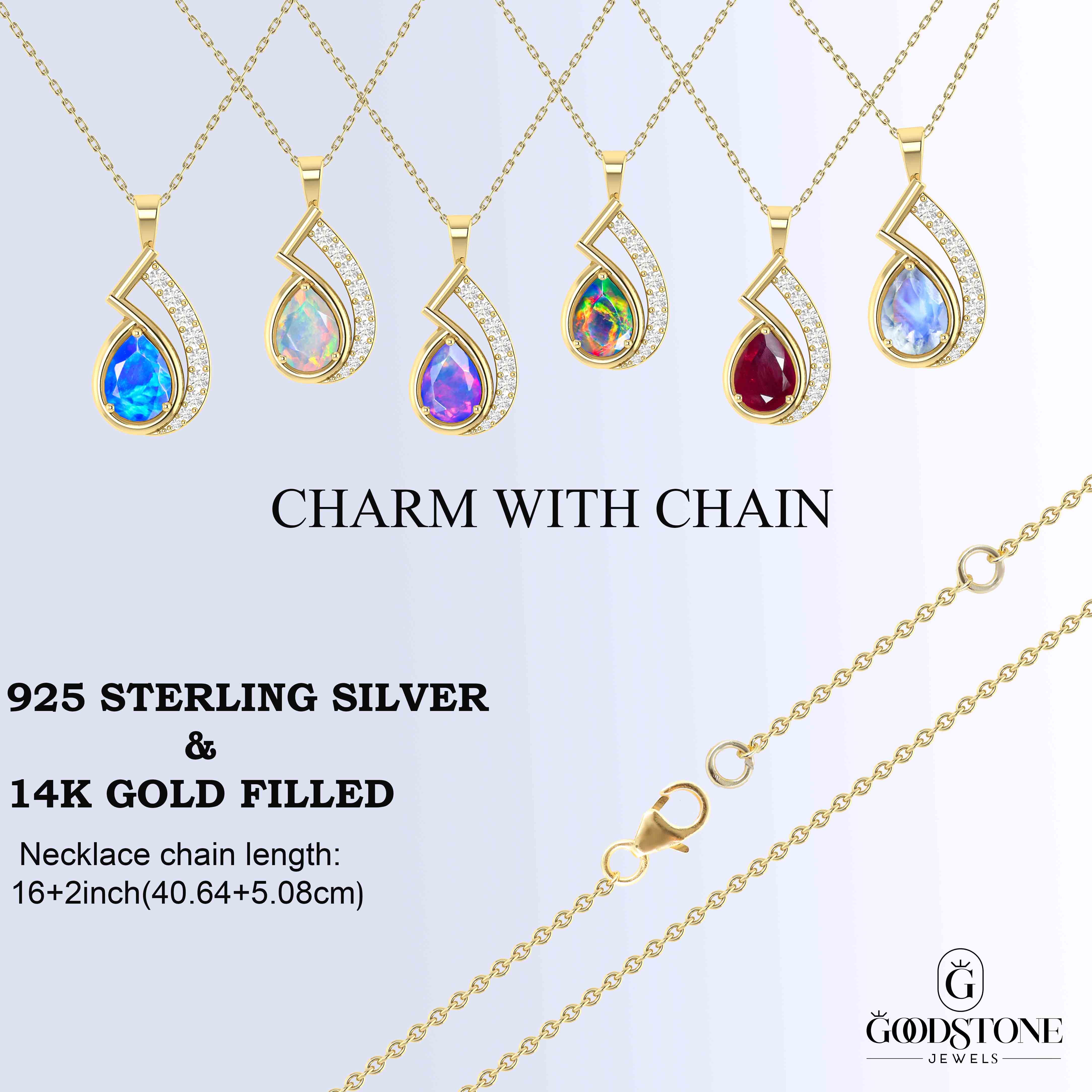 Emerald Three Stone Pendant Necklace - 14K Gold Plated Green Gemstone Jewelry for Women - Perfect for Weddings, Anniversaries & Special Occasions