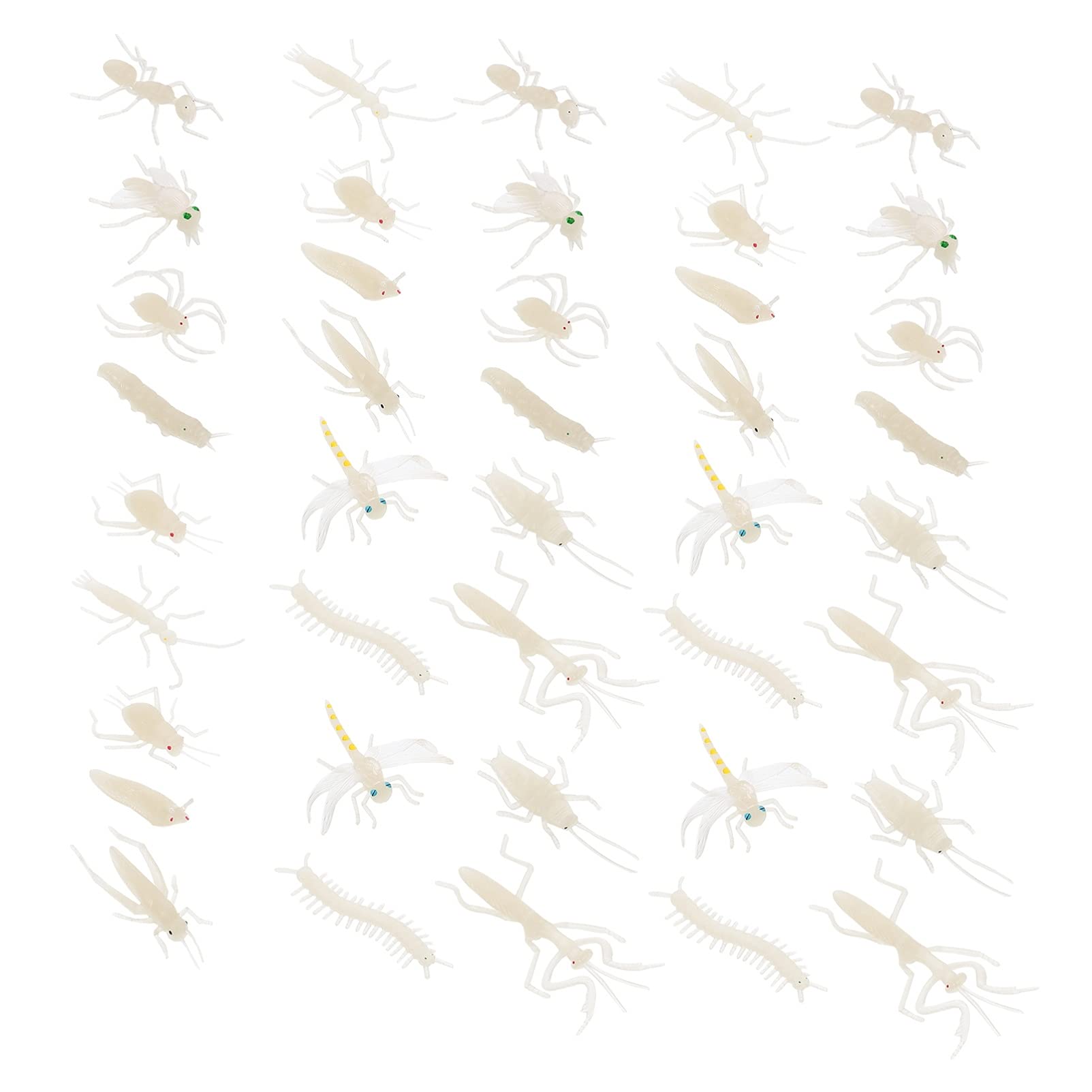 Balacoo 48Pcs Glow in The Dark Fake Insects - Fluorescent Plastic Prank Bugs Toy Set for Halloween Party Decorations & Practical Jokes - Great for Scare Pranks, Party Favors, and Nighttime Outdoor Fun