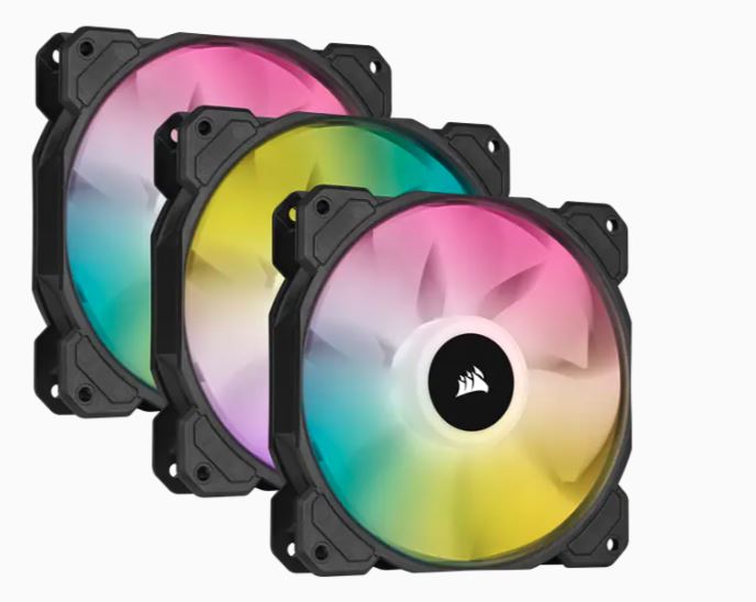 Corsair iCUE SP120 RGB ELITE High Performance 120mm PWM Cooling Fan - 3 Pack with Lighting Node CORE - PC Case Cooling, Gaming Rig, and Custom RGB Builds