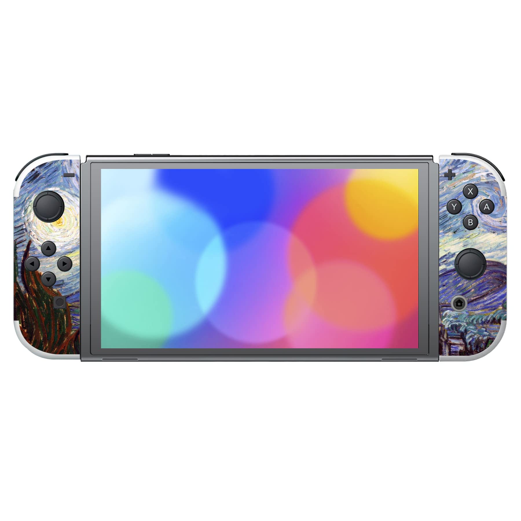 PlayVital Full Set Protective Stickers for Nintendo Switch OLED Model - Custom Vinyl Decal Skins for Switch OLED Console, Joycon, Dock & Grip - The Starry Night Design - Perfect for Gaming Protection and Personalization