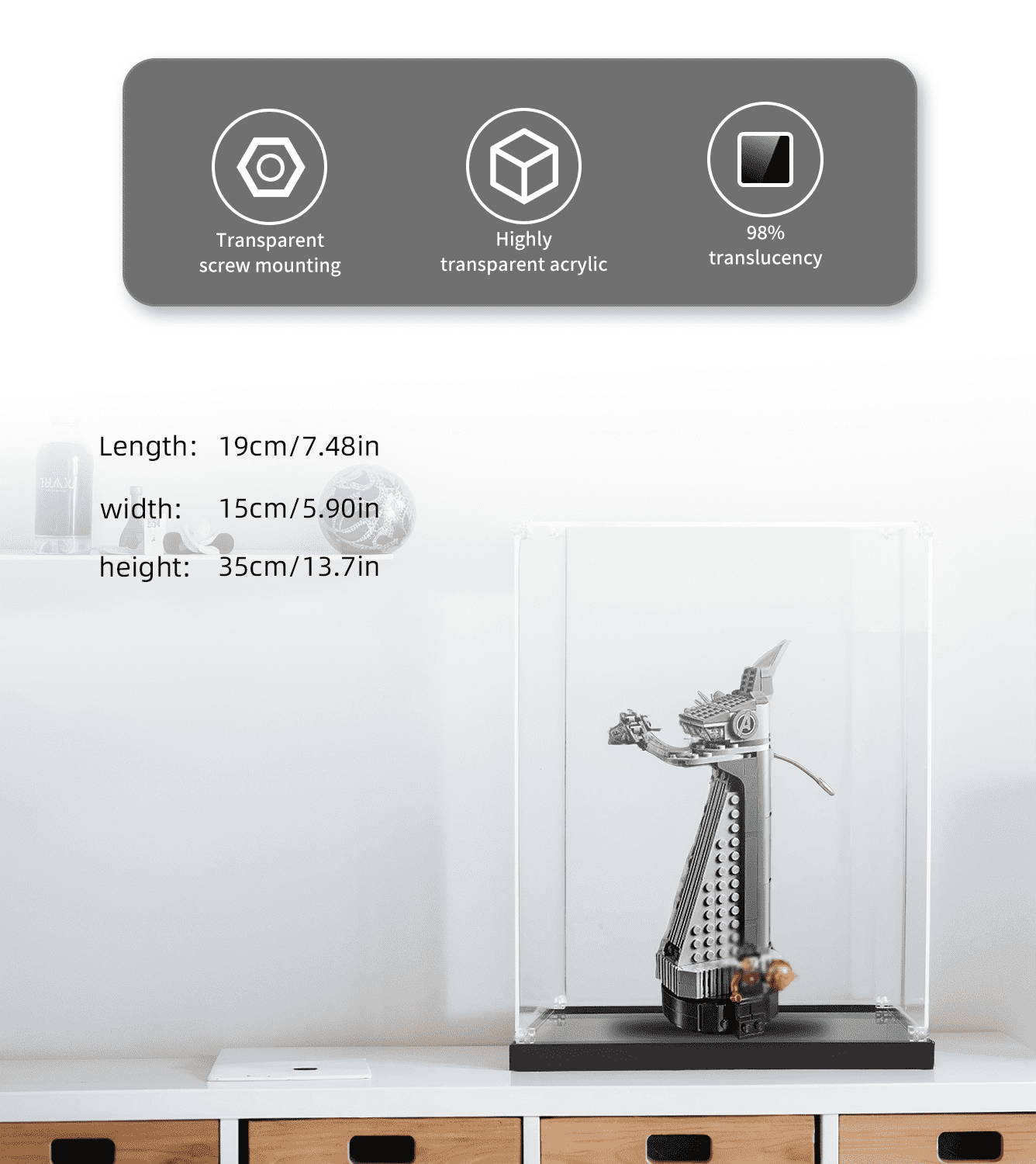 LEGO Marvel Avengers Tower 40334 Display Case - Clear Acrylic Protector for Collectible Building Set | Perfect for Showcasing & Protecting Your LEGO Marvel Collection