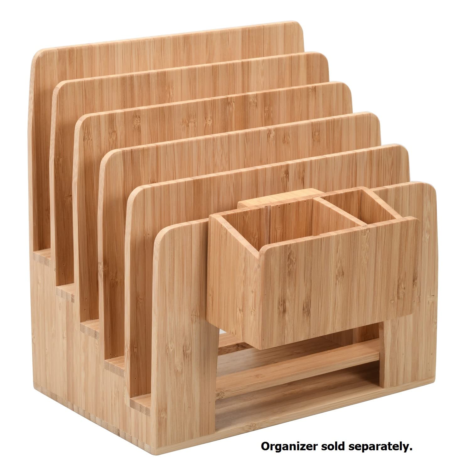 Bamboo Caddy for File Organizer - Pen & Key Holder for Office Desk
