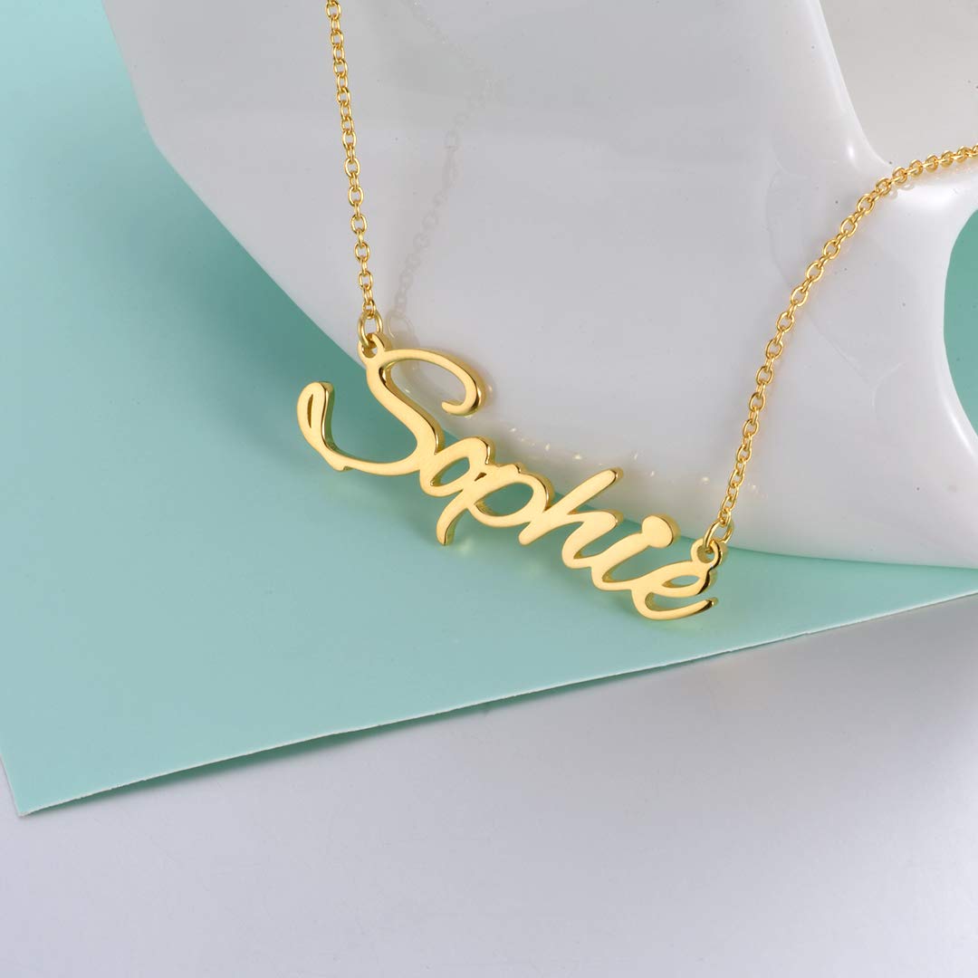 14K Solid Gold Personalized Name Necklace for Women - Custom Engraved Dainty Nameplate Necklace Jewelry Gift for Her - Perfect for Birthdays, Anniversaries & Special Occasions