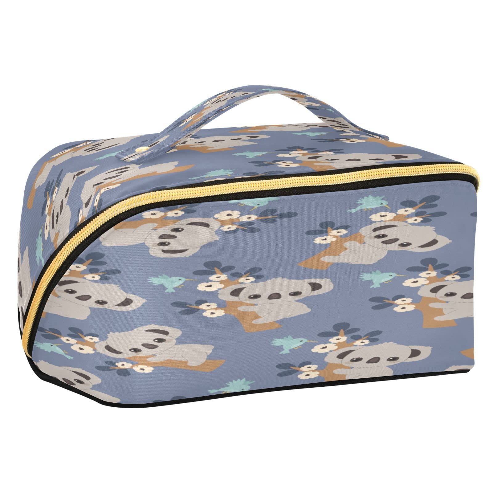 Cute Koala Floral Cosmetic Bag for Women - Large Capacity Travel Makeup Organizer with Handle, Portable Toiletry Storage Pouch for Girls & Ladies | Perfect for Travel, Gym, Beach & Daily Use
