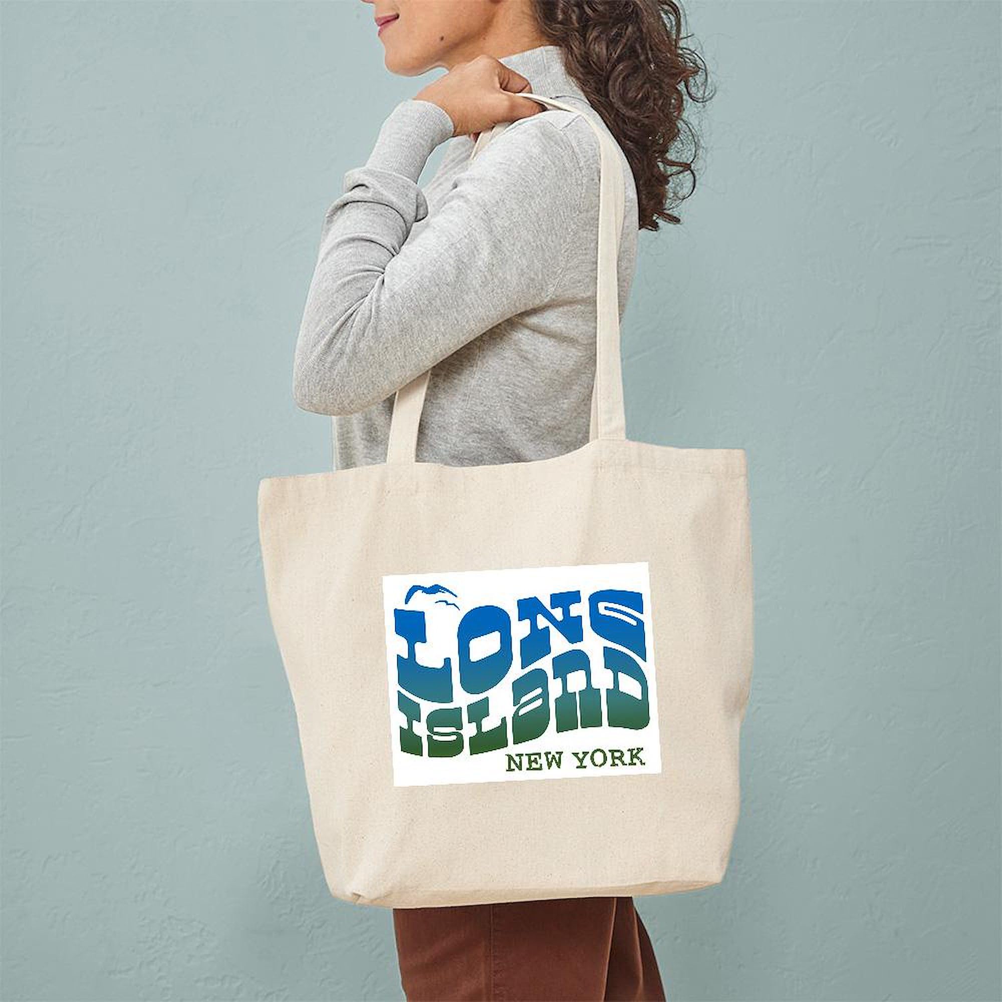 Long Island New York Tote Bag - Natural Canvas Reusable Shopping Bag with Print | Eco-Friendly Grocery Bag for Beach, Market & Daily Use