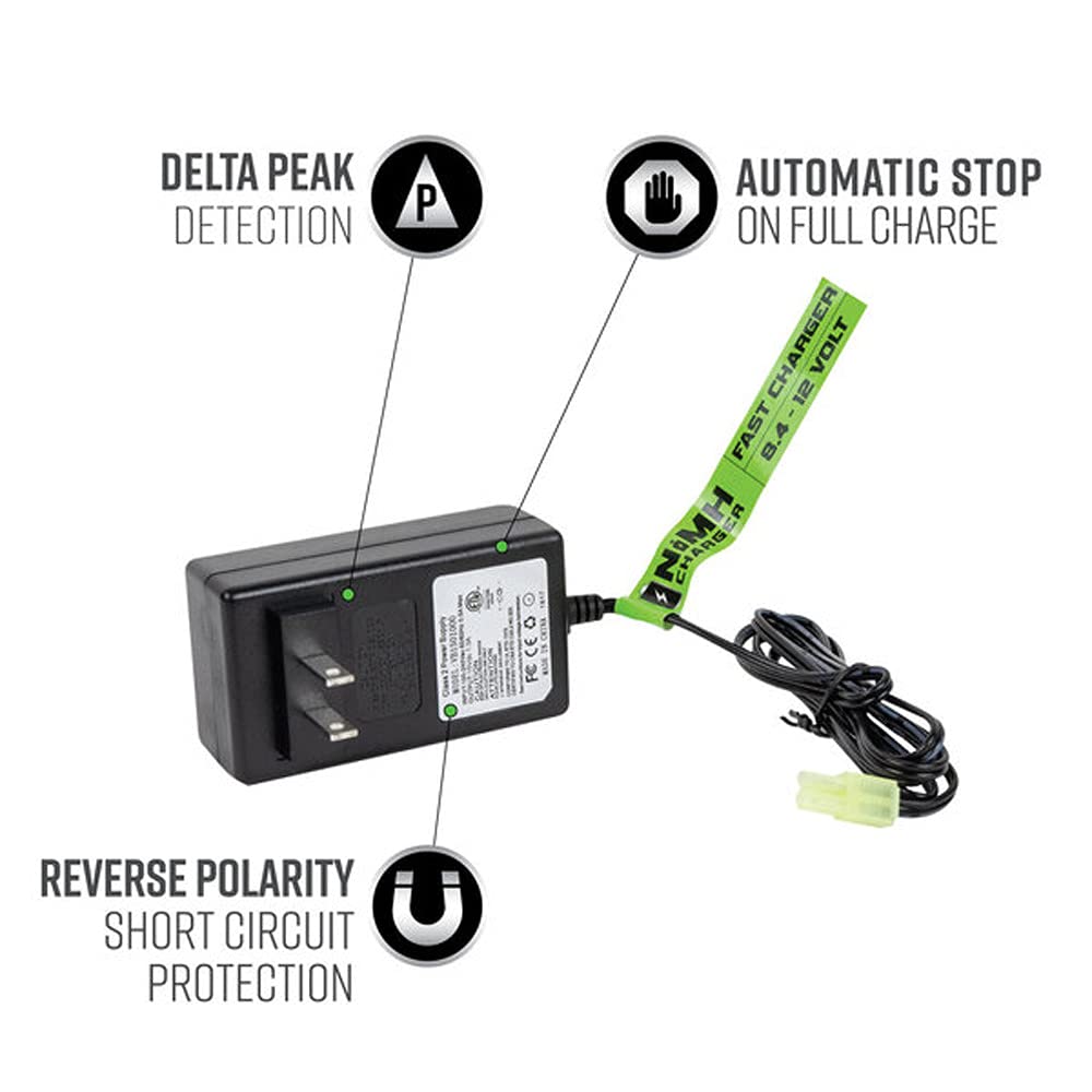 Valken Airsoft NiMH/NiCd Smart Charger - 1A Fast Charging for 8.4V-12V Batteries | Perfect for Airsoft Guns, RC Cars, and Drone Batteries | Quick & Safe Recharge Solution