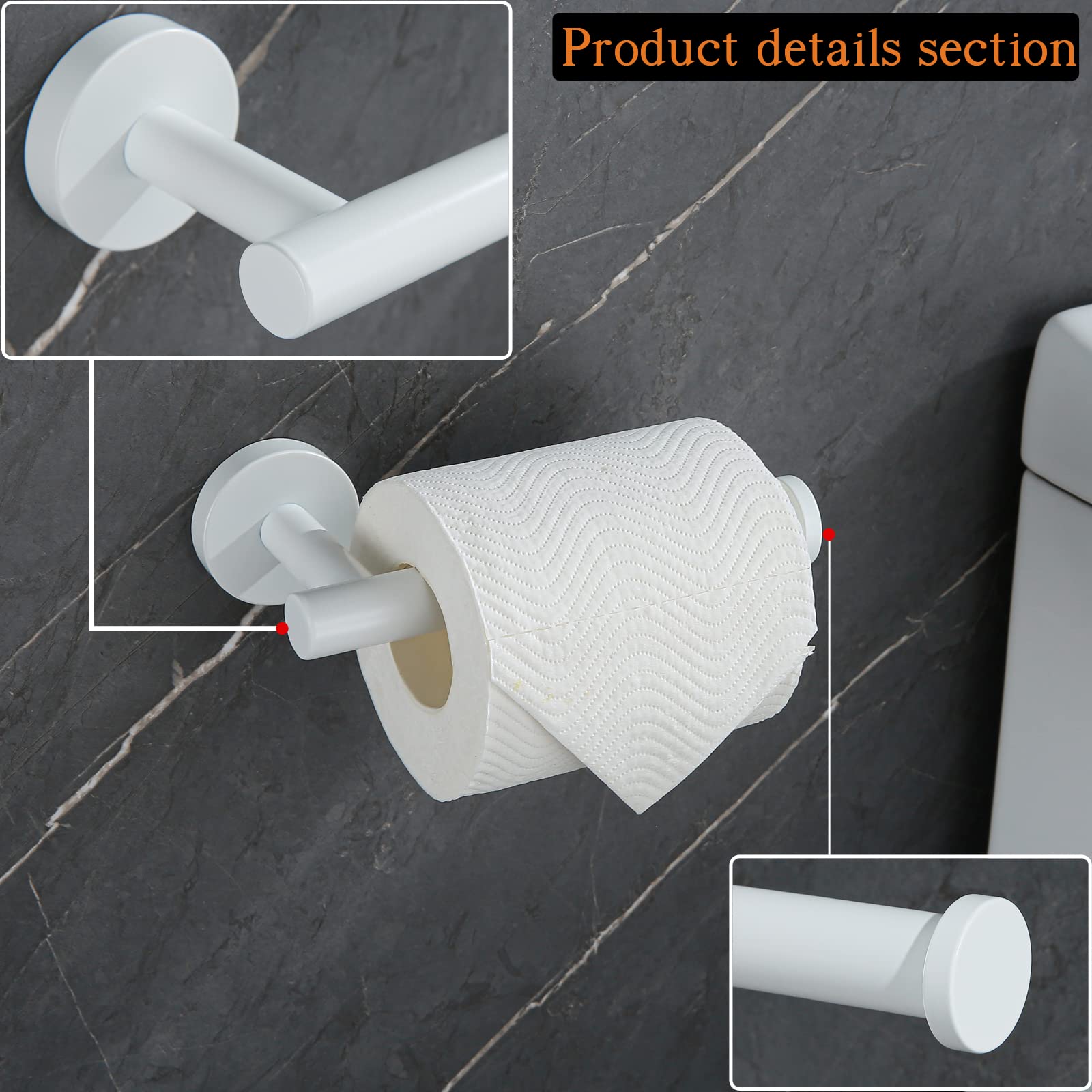 SEABEFORE White Toilet Paper Holder - Wall-Mounted Bathroom Tissue Roll Dispenser - Perfect for Modern Homes, Apartments & Restrooms