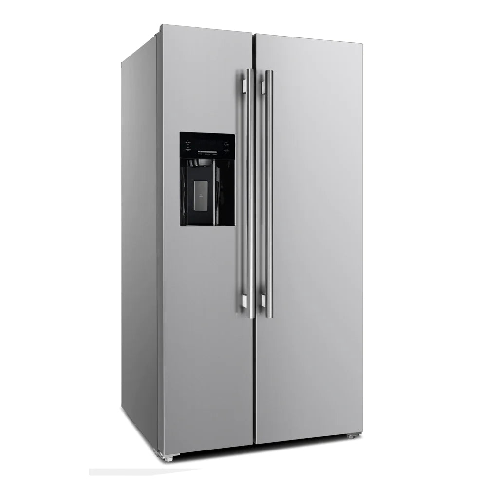 Forno Salerno 36 Inch Side by Side Refrigerator with External Water and Ice Dispenser - Stainless Steel FFRBI1844 40SG | Energy Efficient Kitchen Appliance for Modern Homes