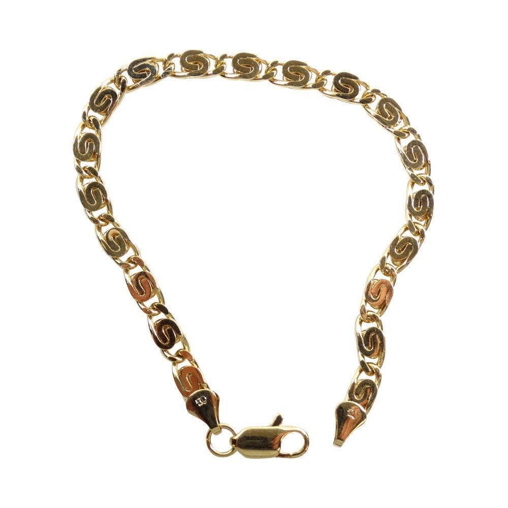 Gold Overlay Nautical Chain Bracelet - Adjustable 3 Lengths (7