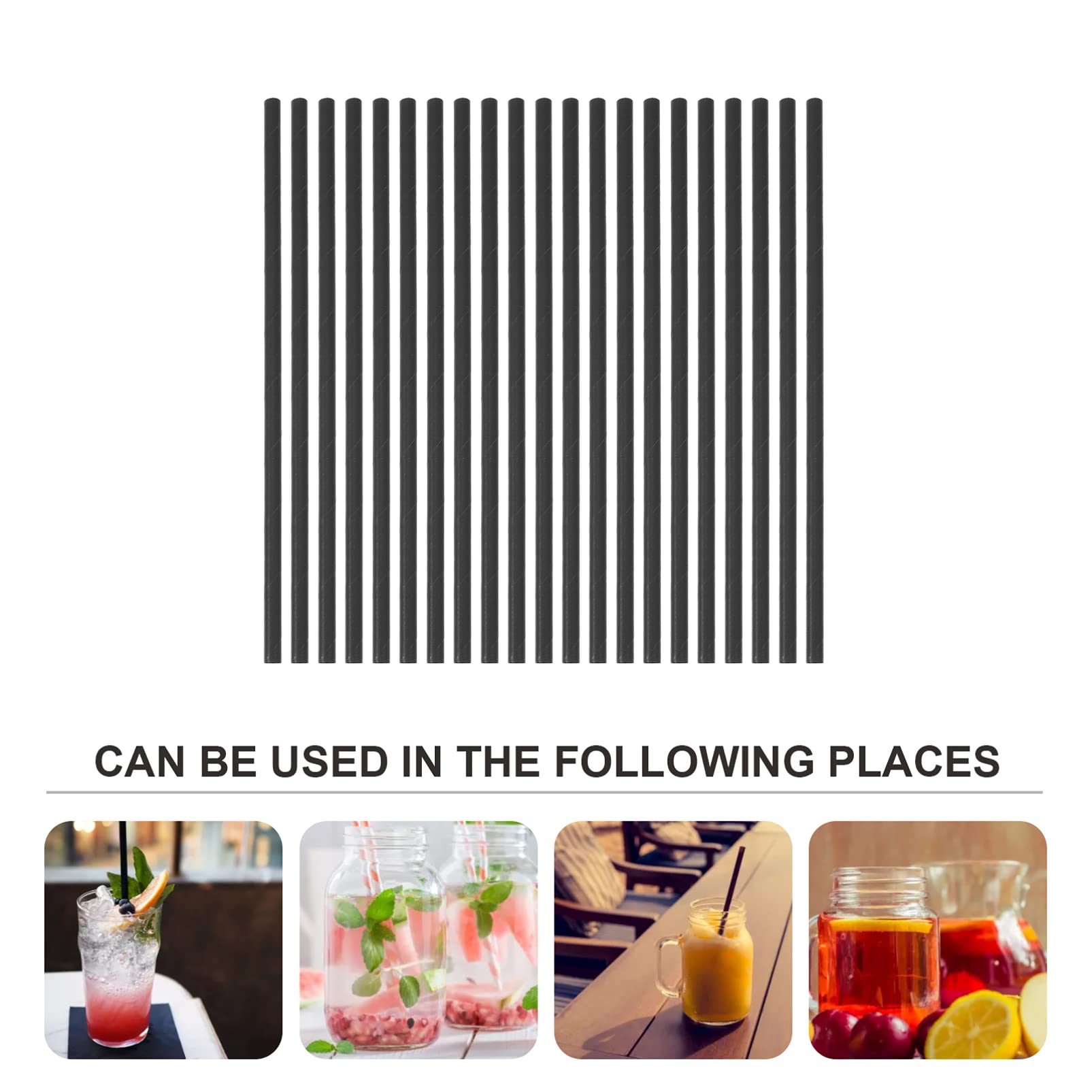 Hemoton 200pcs Biodegradable Paper Straws - Eco-Friendly Disposable Drinking Straws for Cocktails, Smoothies, Iced Coffee & Beverages - Perfect for Parties, Restaurants & Home Use